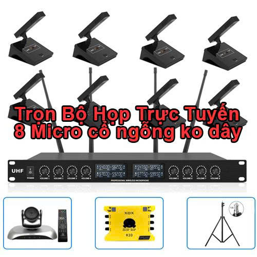 Trọn Bộ Thiết Bị Họp Hội Nghị Trực Tuyến Micro Cổ Ngỗng Không Dây Cao Cấp